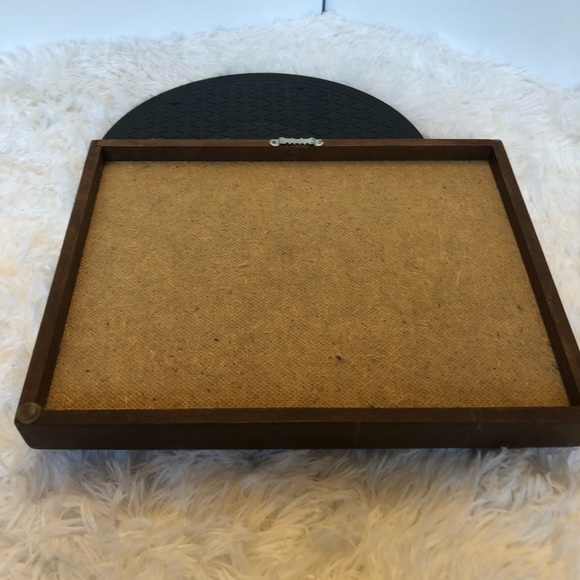 Decorative Wooden Tray with Needlepoint Picture Inset Vintage - Picture 9 of 13